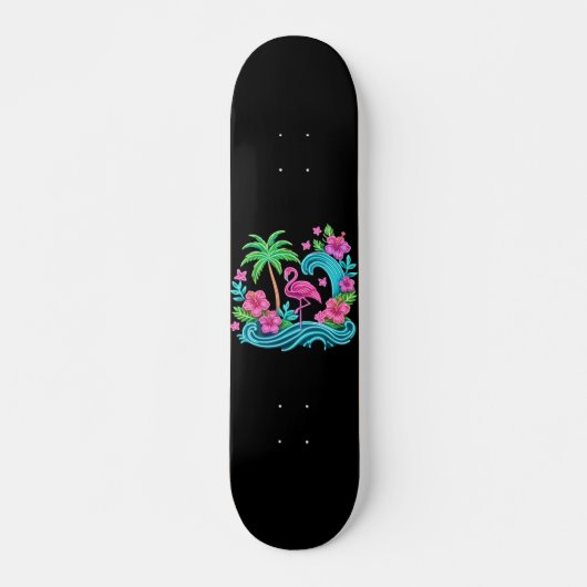 Tropisch Neon Flamingo Persoonlijk Skateboard (Voorkant)