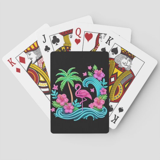 Tropisch Neon Flamingo Pokerkaarten (Achterkant)