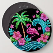 Tropisch Neon Flamingo Ronde Button 6,0 Cm (Voorkant /achterkant)