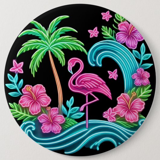 Tropisch Neon Flamingo Ronde Button 6,0 Cm (Voorkant)