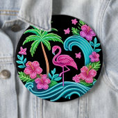 Tropisch Neon Flamingo Ronde Button 6,0 Cm (In situ)