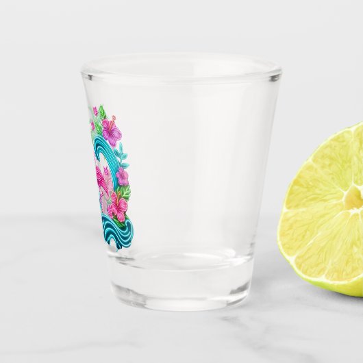 Tropisch Neon Flamingo Shot Glas (Rechts)