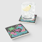 Tropisch Neon Flamingo Stenen Onderzetter (Zijkant)