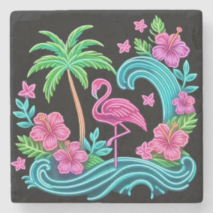 Tropisch Neon Flamingo Stenen Onderzetter