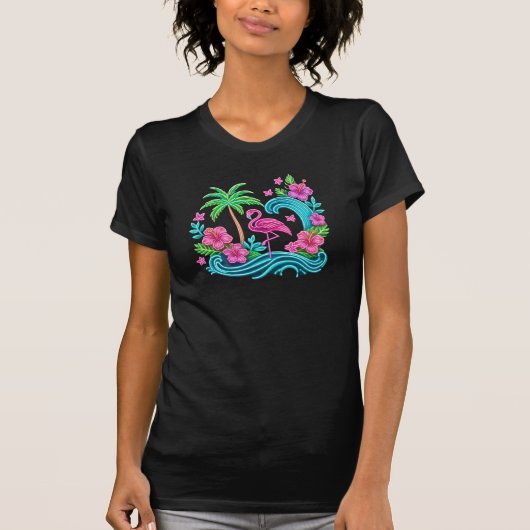 Tropisch Neon Flamingo T-shirt (Voorkant)