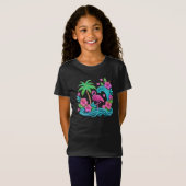 Tropisch Neon Flamingo T-shirt (Voorkant volledig)