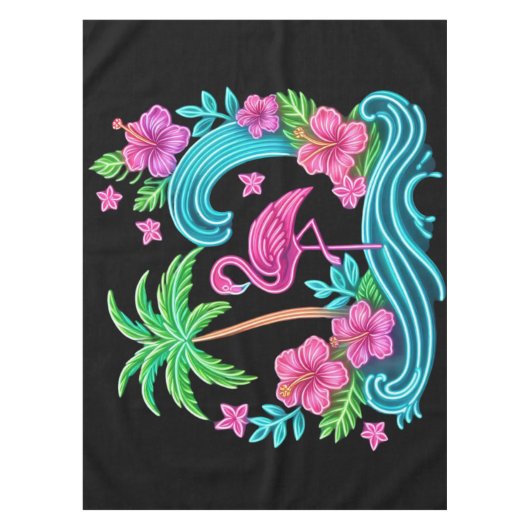 Tropisch Neon Flamingo Tafelkleed (Voorkant)