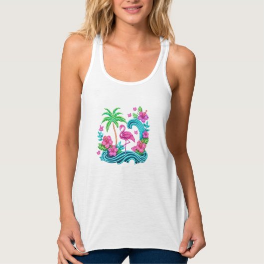 Tropisch Neon Flamingo Tanktop (Voorkant)