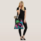 Tropisch Neon Flamingo Tote Bag (Op model)