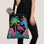 Tropisch Neon Flamingo Tote Bag (Dichtbij)