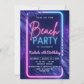 Tropisch Neon Strandfeest Kaart (Voorkant)