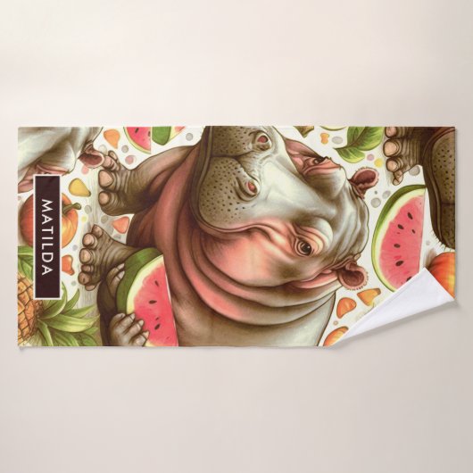  tropisch nijlpaardpatroon badhanddoek (Badhanddoek)