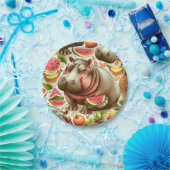  tropisch nijlpaardpatroon papieren bordje (Feest)