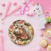  tropisch nijlpaardpatroon papieren bordje (Feest)