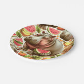  tropisch nijlpaardpatroon papieren bordje (Gekanteld)