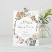 Tropisch oasis Palm Leaf Gold Baby shower Kaart (Staand voorkant)