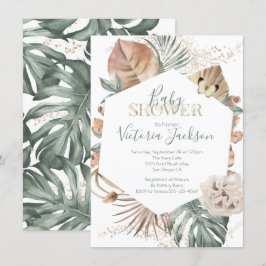 Tropisch oasis Palm Leaf Gold Baby shower Kaart