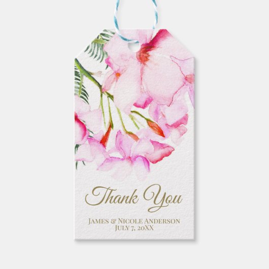 Tropisch oasis roze groen Hawaïaans Vrijgezellenfe Cadeaulabel (Voorkant)