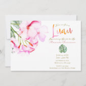 Tropisch oasis roze groen Hawaïaans Vrijgezellenfe Kaart (Voorkant)