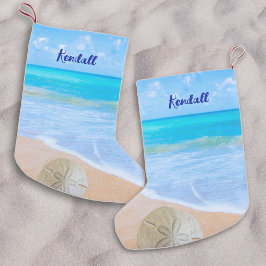 Tropisch Oceaan Zand Dollar Strand Kerstmis Kleine Kerstsok