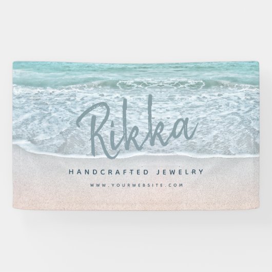 Tropisch Oceaan & Zanderige Strand Sieraden Bedrij Spandoek (Horizontaal)