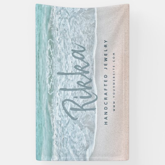 Tropisch Oceaan & Zanderige Strand Sieraden Bedrij Spandoek (Verticaal)