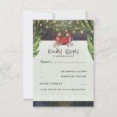 Tropisch Oceaankrab Huwelijksreactie RSVP Kaartje (Voorkant)