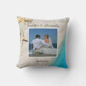 Tropisch oceaanstrand bruid bruidegom foto bruilof kussen (Voorkant)