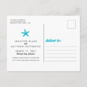 Tropisch oceaanstrand zand trouw save the date aankondigingskaart (Achterkant)