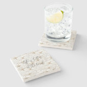 Tropisch oceaanstrand Zeester Bruiloft Stenen Onderzetter (Zijkant)