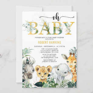 Tropisch Oerwoud Animal Safari Baby shower Invitat Kaart