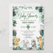 Tropisch Oerwoud Animal Safari Baby shower Kaart (Voorkant)