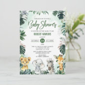 Tropisch Oerwoud Animal Safari Baby shower Kaart (Staand voorkant)