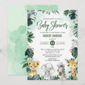 Tropisch Oerwoud Animal Safari Baby shower Kaart (Voorkant / Achterkant)