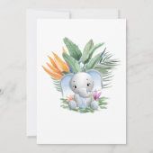 Tropisch Oerwoud Baby Blue Elephant Baby shower Kaart (Achterkant)