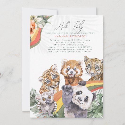 Tropisch Oerwoud Baby Dieren | BABY SHOWER Kaart (Voorkant)