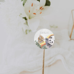 Tropisch Oerwoud Baby Dieren   BABY SHOWER Ronde Sticker