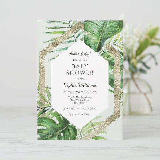 Tropisch Oerwoud Baby shower uitnodiging (Staand voorkant)