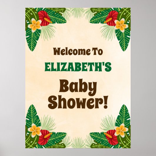 Tropisch Oerwoud Baby shower Welkomstteken Poster (Voorkant)