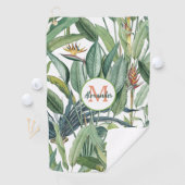 Tropisch Oerwoud Banana Tree Strelitzia Monogram Golfhanddoek (Insitu)