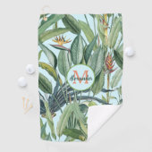 Tropisch Oerwoud Banana Tree Strelitzia Monogram Golfhanddoek (Insitu)