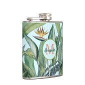 Tropisch Oerwoud Banana Tree Strelitzia Monogram Heupfles (Rechts)