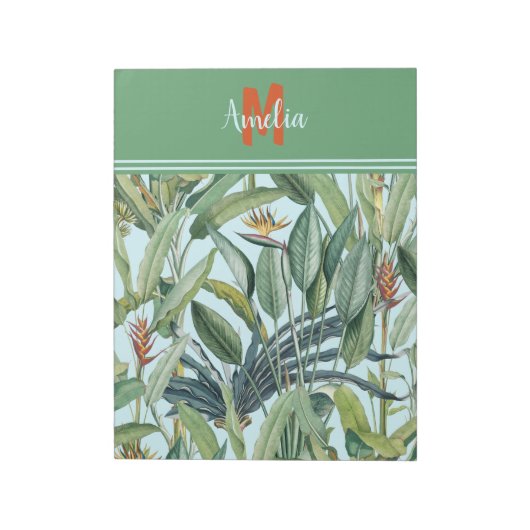 Tropisch Oerwoud Banana Tree Strelitzia Monogram Notitieblok (Linkerzijde)