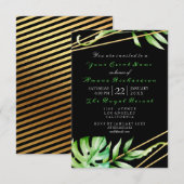 Tropisch Oerwoud Black White Party Stripes Luxury Kaart (Voorkant / Achterkant)