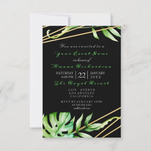 Tropisch Oerwoud Black White Party Stripes omhuld Kaart (Voorkant)