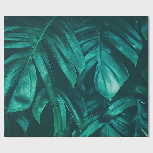 tropisch oerwoud bladerblad, donkergroene blad nat cadeaupapier (Vlak)