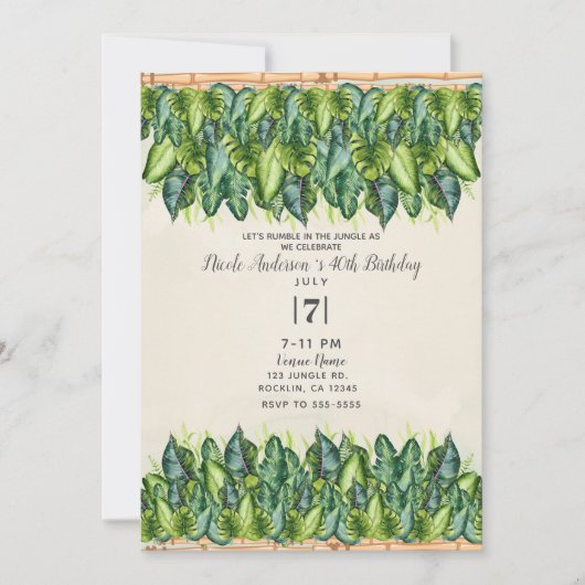 Tropisch Oerwoud Bladeren & Bamboe Botanische Verj Kaart (Voorkant)