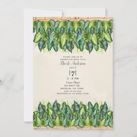 Tropisch Oerwoud Bladeren & Bamboe Vrijgezellenfee Kaart (Voorkant)