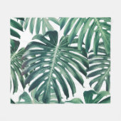 Tropisch Oerwoud bladeren bloemenachtergrond Fleece Deken (Voorkant (Horizontaal))
