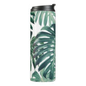 Tropisch Oerwoud bladeren bloemenachtergrond Thermosbeker (Gedraaid links)